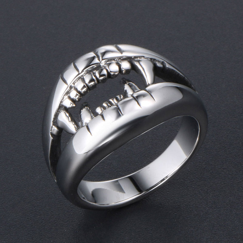 Personalized Crocodile Teeth Ring for Men - Unique Titanium Steel Animal Teeth Jewelry