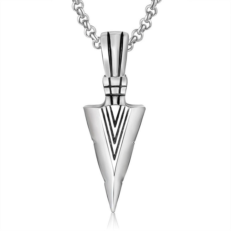 Stylish Men's Titanium Steel Triangular Pendant Necklace