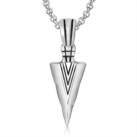 Stylish Men's Titanium Steel Triangular Pendant Necklace