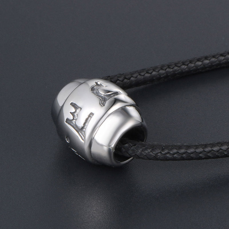 Titanium Steel Mantra Bead Pendant Necklace for Men - Passepartout Six Character Design