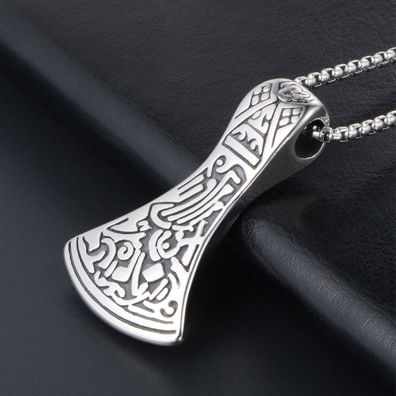 Bold Titanium Steel Axe Pendant Necklace for Men - Premium Quality Supply