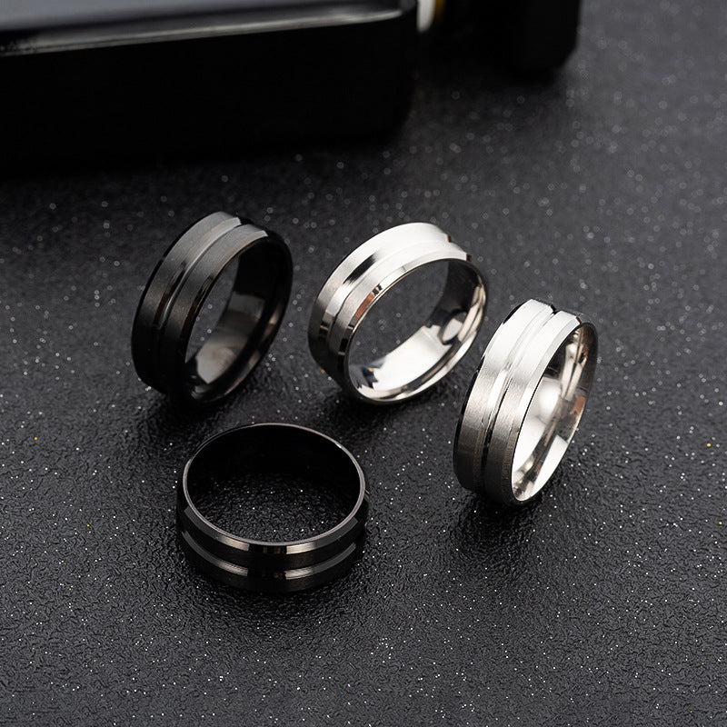 8MM Matte Stainless Steel Ring for Men - Sleek European Design