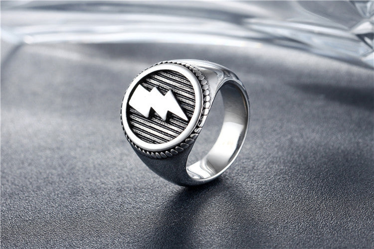 Customizable Men's Titanium Steel Lightning Ring for Wholesale Foreign Trade Jewelry