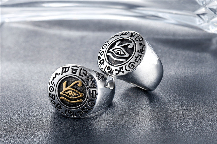 Eye of Horus Retro Titanium Ring for Men