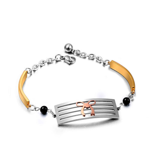 Elegant Shiny Gold-Plated Titanium Steel Women's Bracelet - Korean Fashion Statement Piece