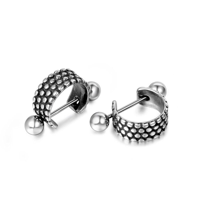 Trendy Polka Dot Titanium Steel Stud Earrings for Men - Punk Rock Fashion Accessories