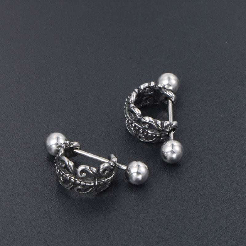 Trendy Titanium Steel Stud Earrings for Men - Japanese and Korean Inspired Fashion Accessories