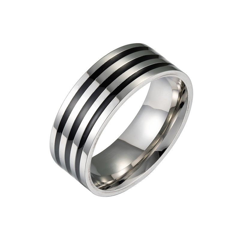 Stainless Steel Men's Drip Oil Ring - Simple Fashion Hand Jewelry