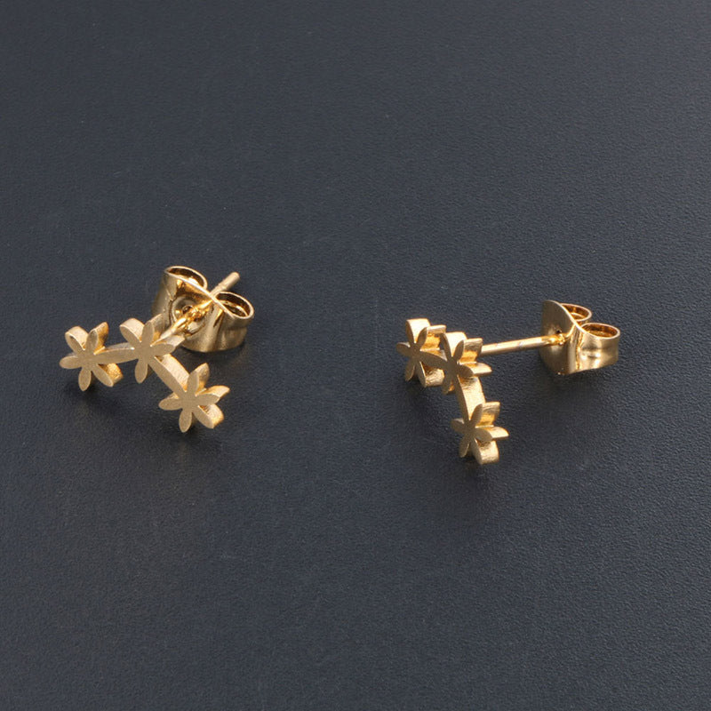 Chic 24K Gold-Plated Titanium Steel Snowflake Earrings for Women