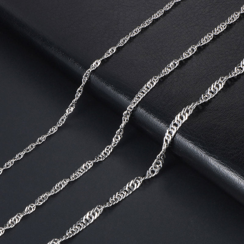 Personalized Water Ripple Chain Titanium Steel Collarbone Necklace for Unisex Fashion