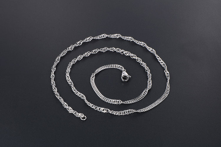 Personalized Water Ripple Chain Titanium Steel Collarbone Necklace for Unisex Fashion