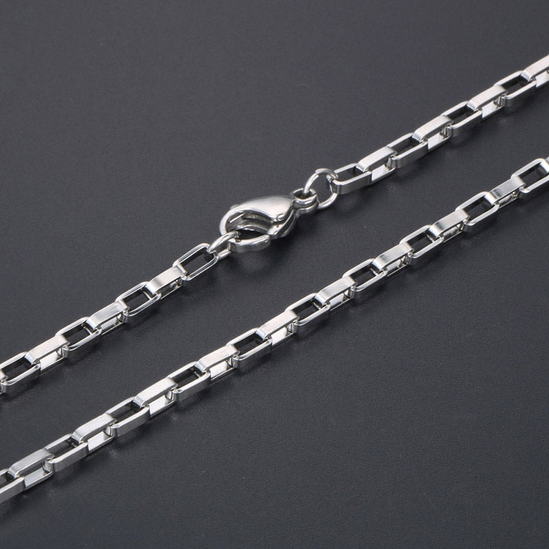 Unisex Titanium Steel Plaid Chain Necklace for Couples