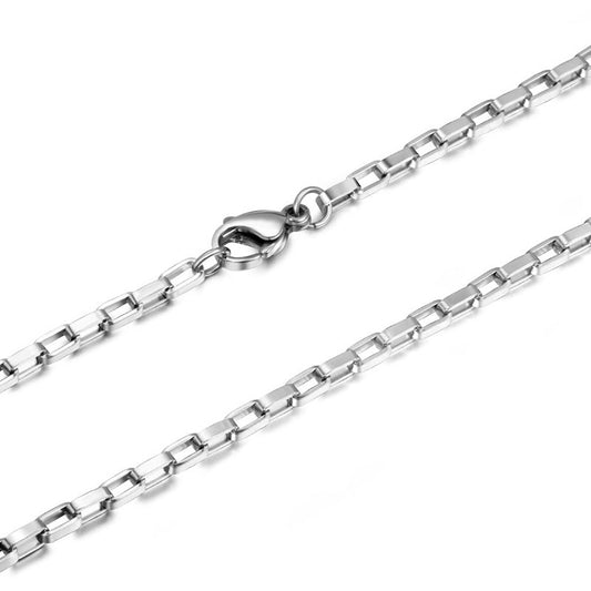 Unisex Titanium Steel Plaid Chain Necklace for Couples