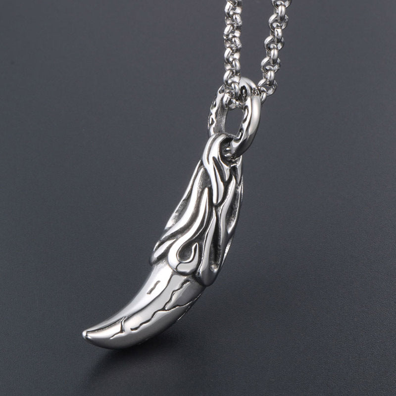 Vintage Wolf Tooth Titanium Steel Pendant Necklace for Men - Fashion Accessory Wholesale