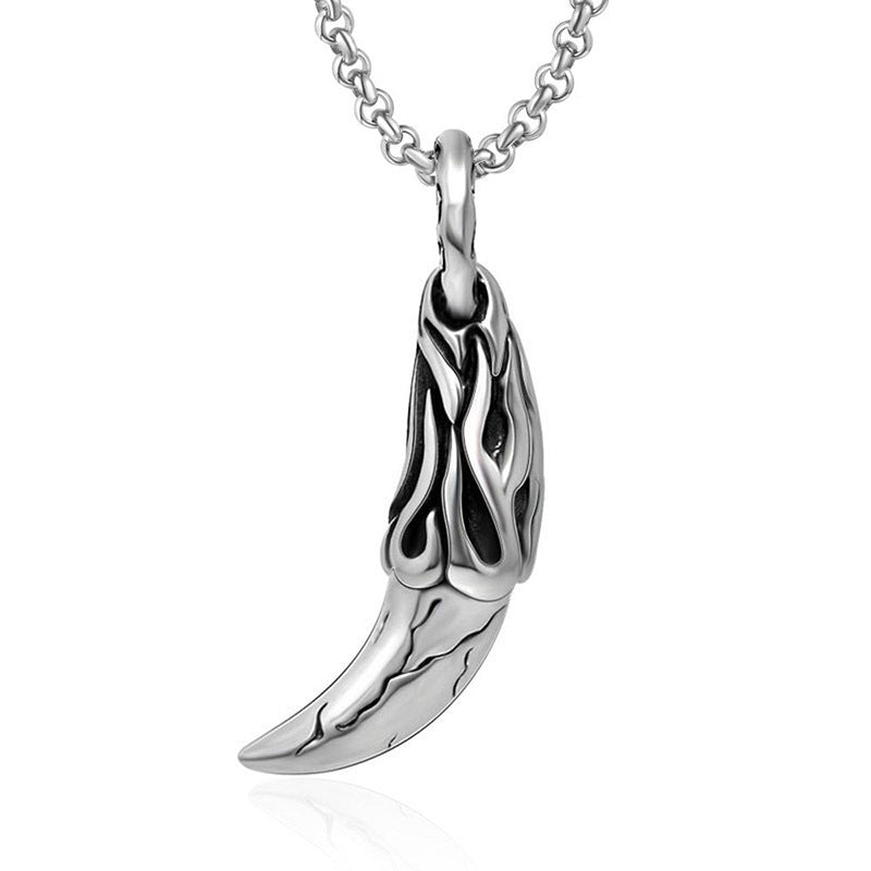 Vintage Wolf Tooth Titanium Steel Pendant Necklace for Men - Fashion Accessory Wholesale