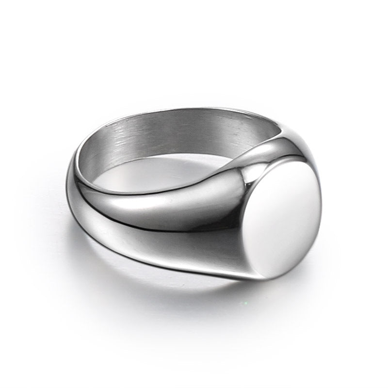 Custom Titanium Steel Smooth Men's Ring, Retro European and American Style Stainless Steel Index Finger Jewelry for Him