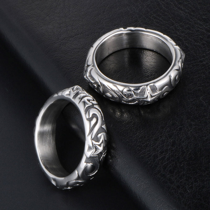 Wholesale Retro Five-Pointed Star Couple Ring for Men - Index Finger Personality Titanium Steel