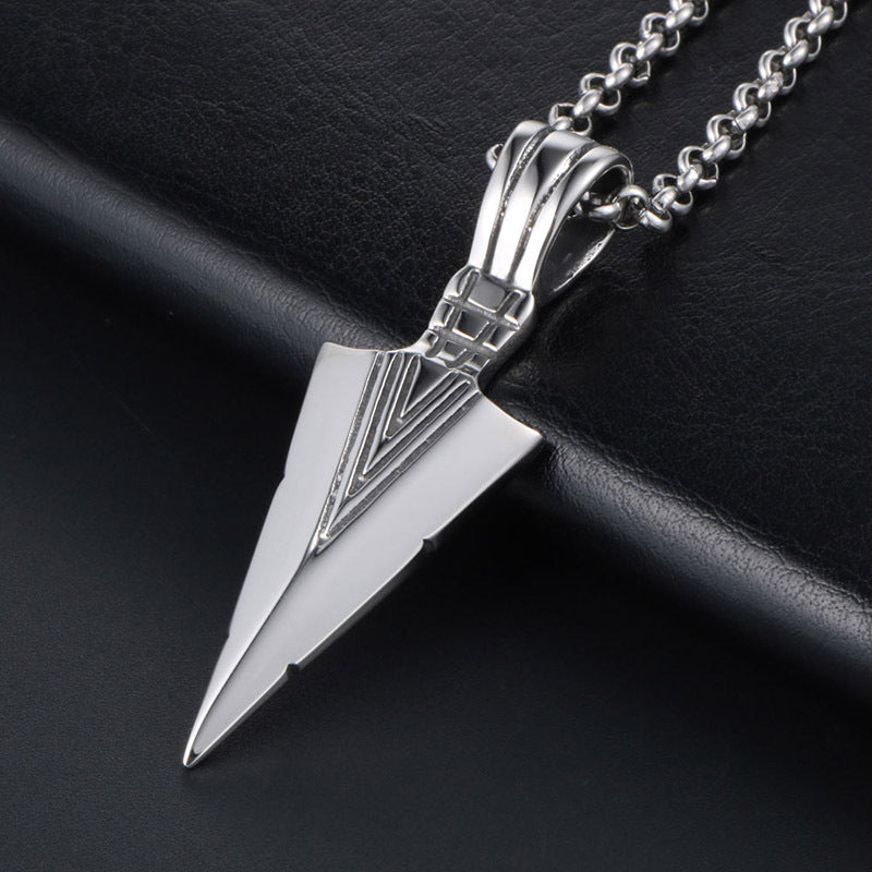 Stylish Men's Titanium Steel Triangular Pendant Necklace