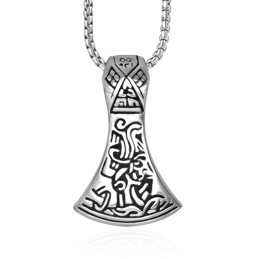 Bold Titanium Steel Axe Pendant Necklace for Men - Premium Quality Supply