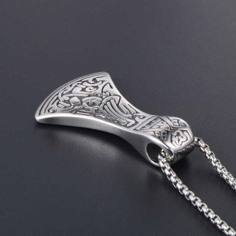 Bold Titanium Steel Axe Pendant Necklace for Men - Premium Quality Supply