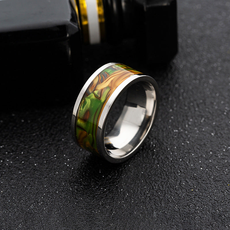 Abalone Shell Men's Ring with Stainless Steel Summer Style