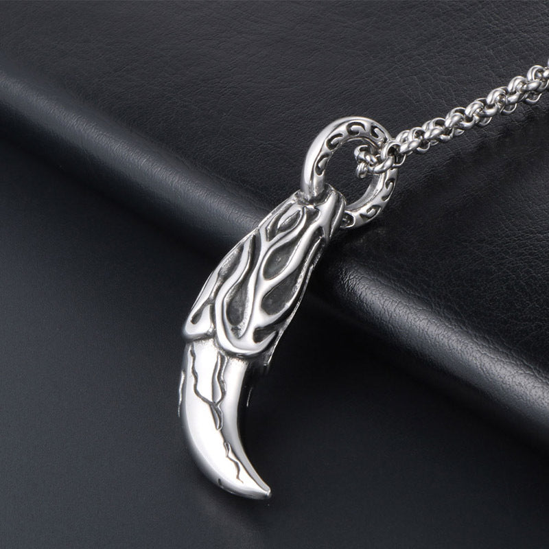 Vintage Wolf Tooth Titanium Steel Pendant Necklace for Men - Fashion Accessory Wholesale