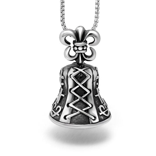 Personalized Antique Bell Pendant Necklace in Titanium Steel for Men - Stylish Rock-Inspired Accessory