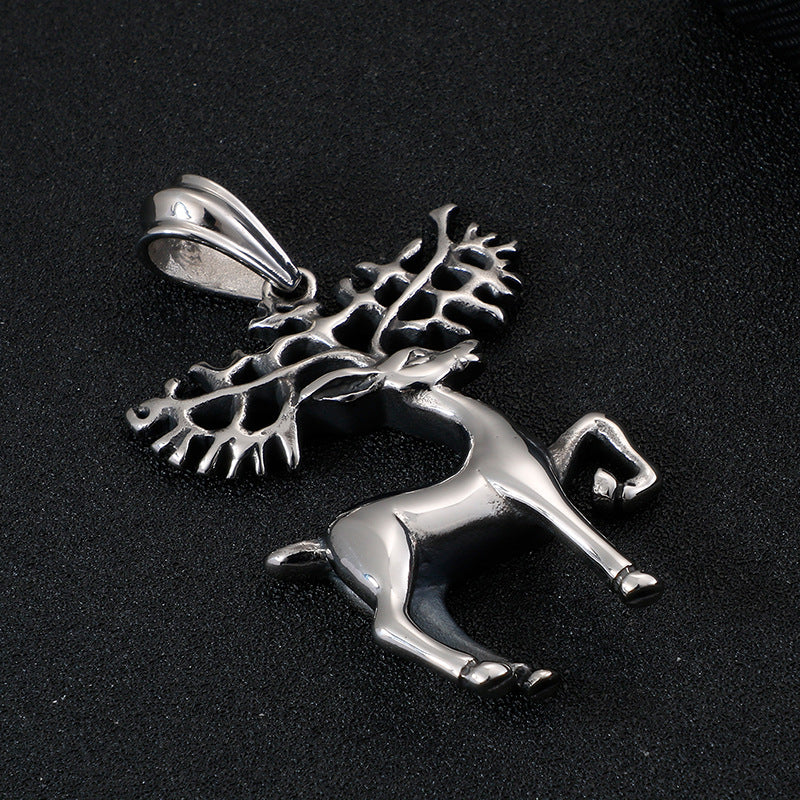 Korean Style Elk Pendant with Christmas Charm - Unisex Metal Jewelry for Men