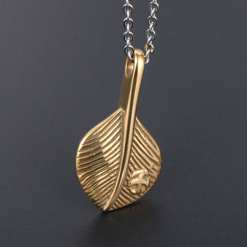 Vintage-Inspired Titanium Steel Bird Feather Pendant Necklace for Men and Women