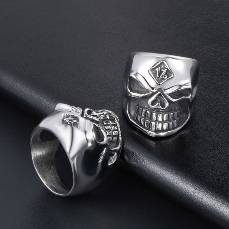 Bold Vintage Skull Ring, Custom Rock Style Relief 1% Skull Ring for Men