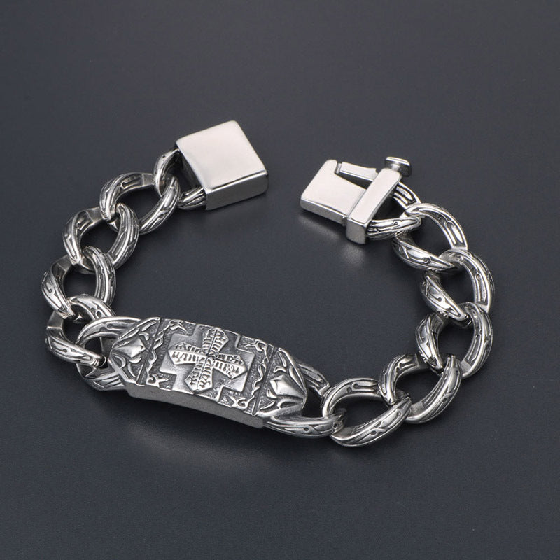 Titanium Steel Cross Hip-Hop Bracelets for Men - European and American Style