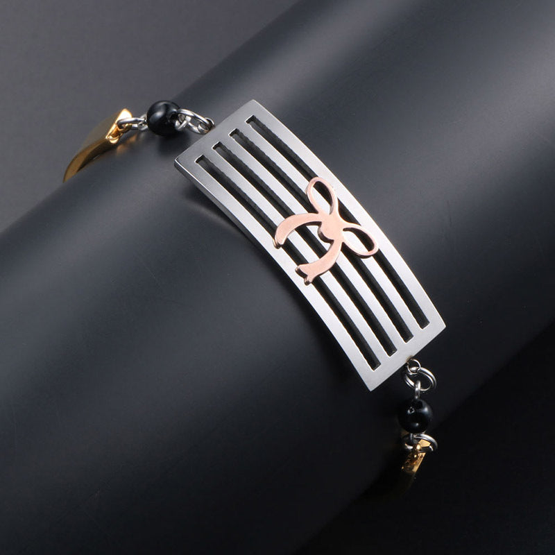 Elegant Shiny Gold-Plated Titanium Steel Women's Bracelet - Korean Fashion Statement Piece