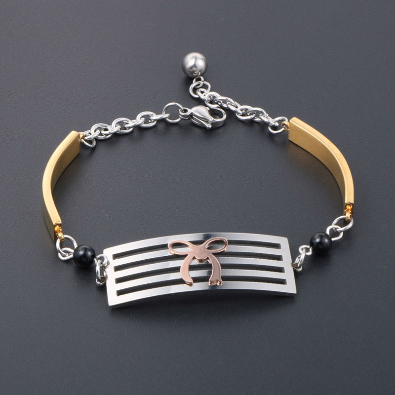 Elegant Shiny Gold-Plated Titanium Steel Women's Bracelet - Korean Fashion Statement Piece