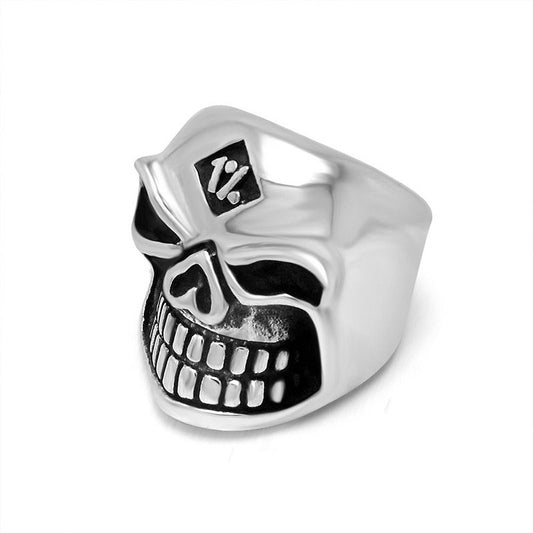 Bold Vintage Skull Ring, Custom Rock Style Relief 1% Skull Ring for Men