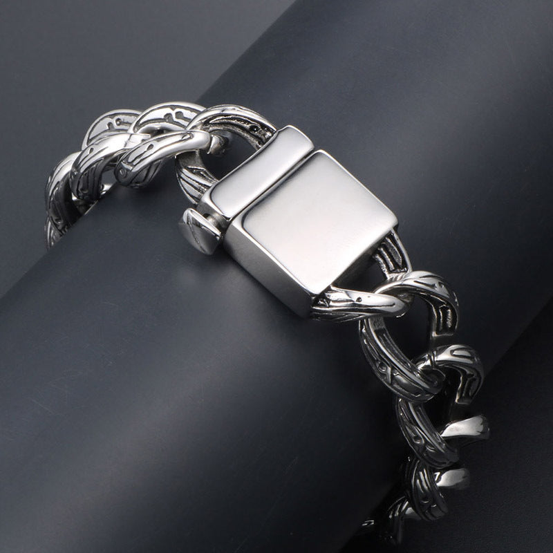 Titanium Steel Cross Hip-Hop Bracelets for Men - European and American Style