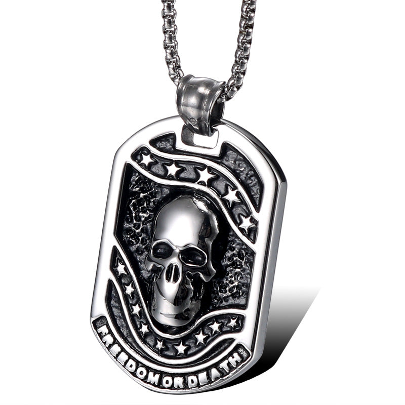 Personalized Retro Titanium Steel Pendant for Men - Hip-Hop Street Style Stainless Steel Tag Jewelry