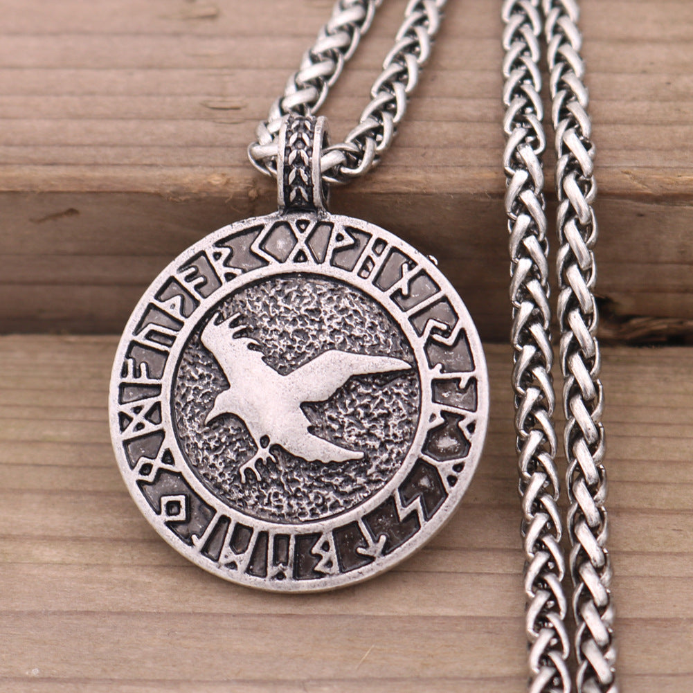 Nordic Odin Raven Tor Viking Rune Pendant Necklace for Men, Exclusively from Planderful Collection