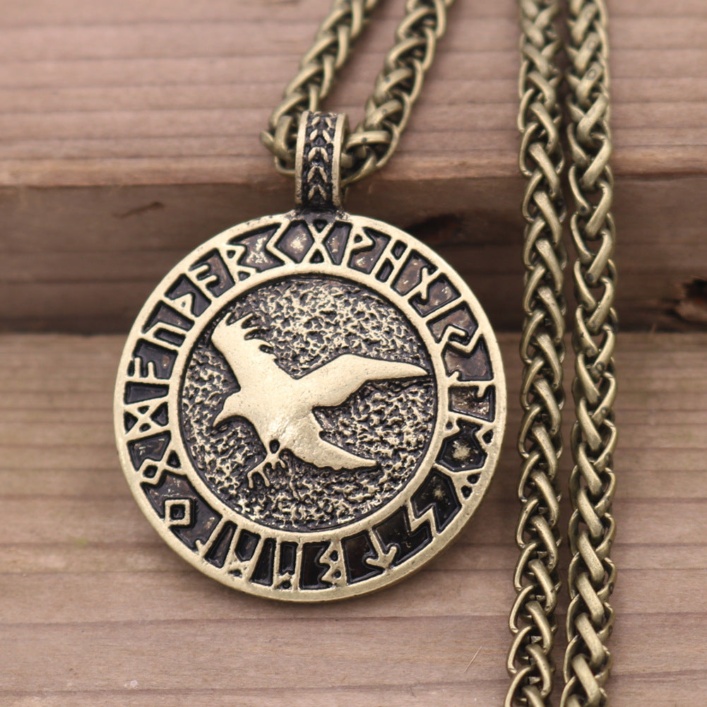 Nordic Odin Raven Tor Viking Rune Pendant Necklace for Men, Exclusively from Planderful Collection