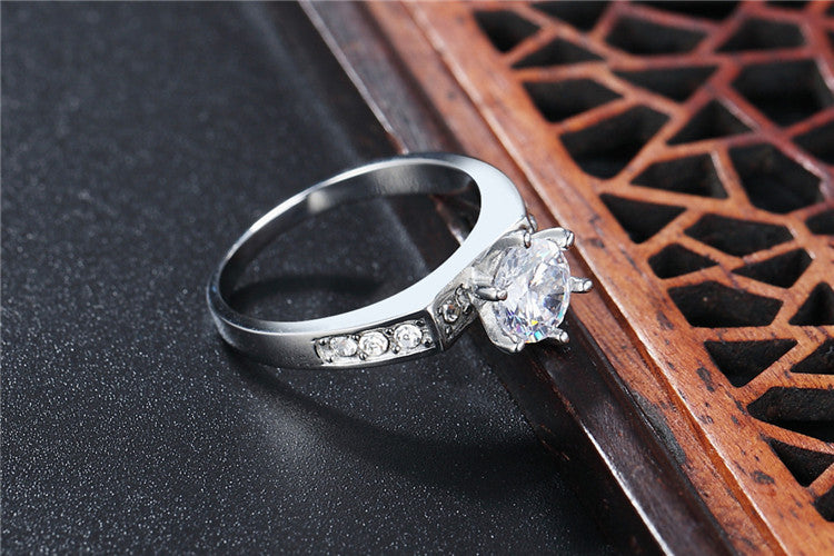 Romantic Zircon Titanium Steel Ring for Everyday Wear, Size 6-13