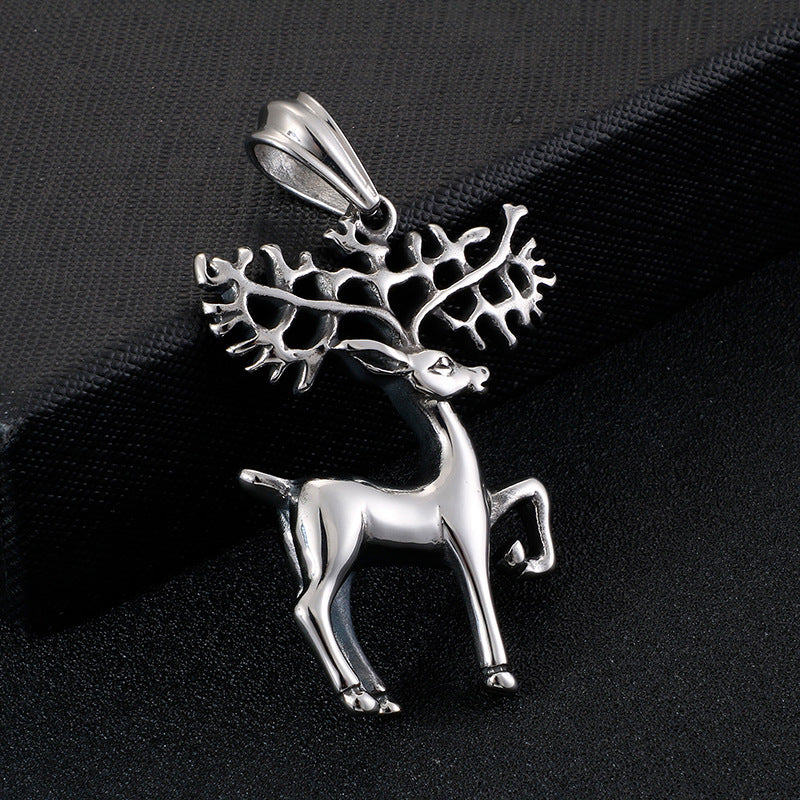 Korean Style Elk Pendant with Christmas Charm - Unisex Metal Jewelry for Men