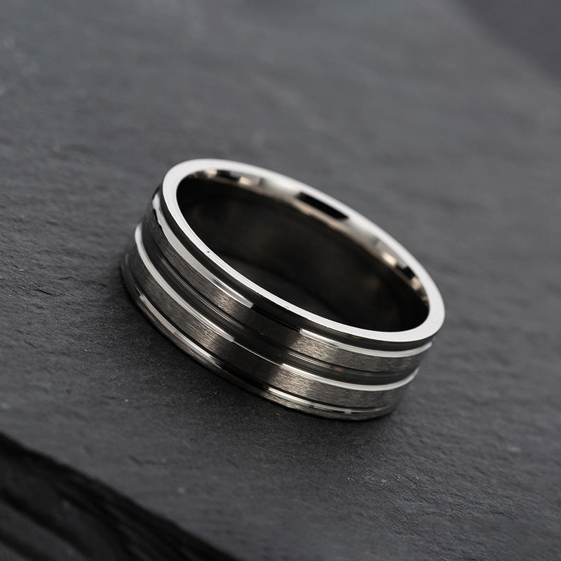 8mm Stainless Steel Frosted Men's Rings - Minimalist Fashion Jewelry for Men