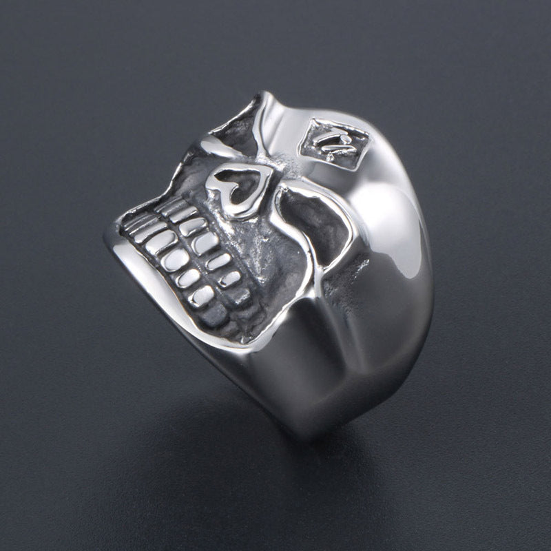 Bold Vintage Skull Ring, Custom Rock Style Relief 1% Skull Ring for Men