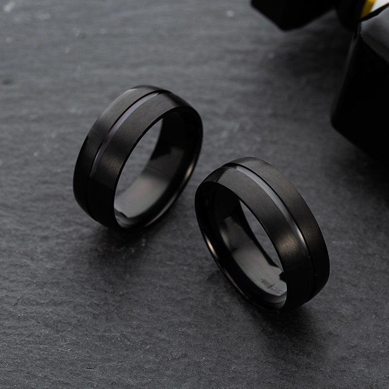 8MM Matte Black Stainless Steel Ring - Men's Fashion Jewelry - Wholesale for Men