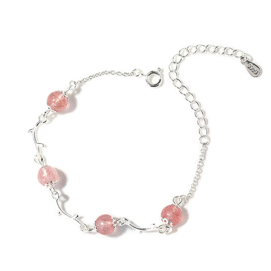 Crystal and Moonstone Sterling Silver Bracelet