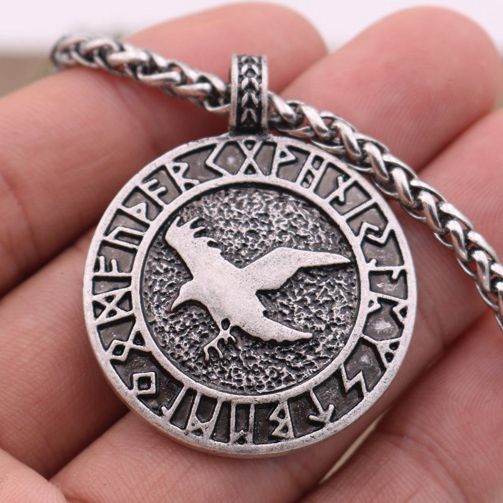 Nordic Odin Raven Tor Viking Rune Pendant Necklace for Men, Exclusively from Planderful Collection