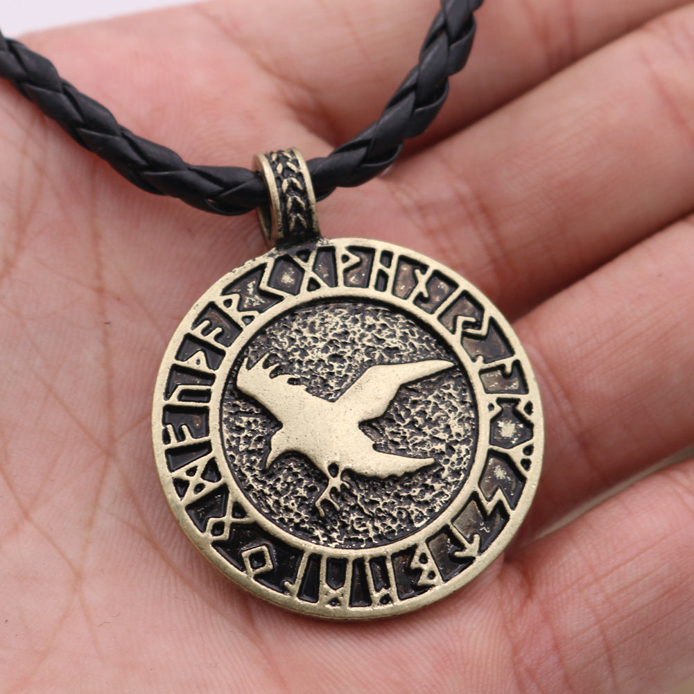 Nordic Odin Raven Tor Viking Rune Pendant Necklace for Men, Exclusively from Planderful Collection