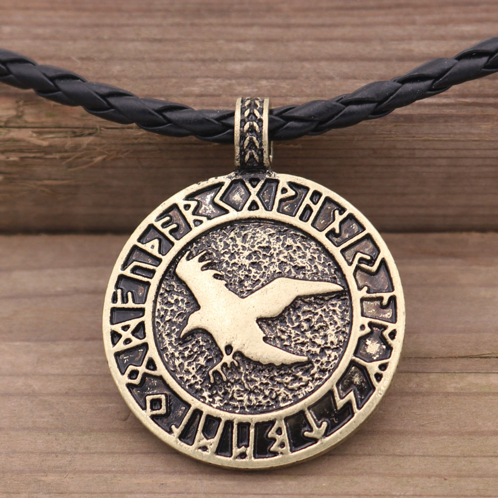 Nordic Odin Raven Tor Viking Rune Pendant Necklace for Men, Exclusively from Planderful Collection