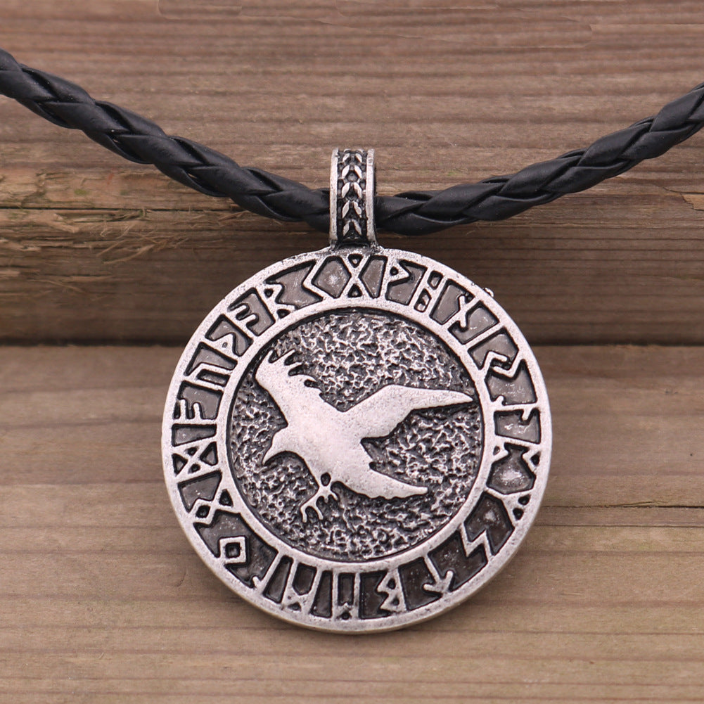 Nordic Odin Raven Tor Viking Rune Pendant Necklace for Men, Exclusively from Planderful Collection