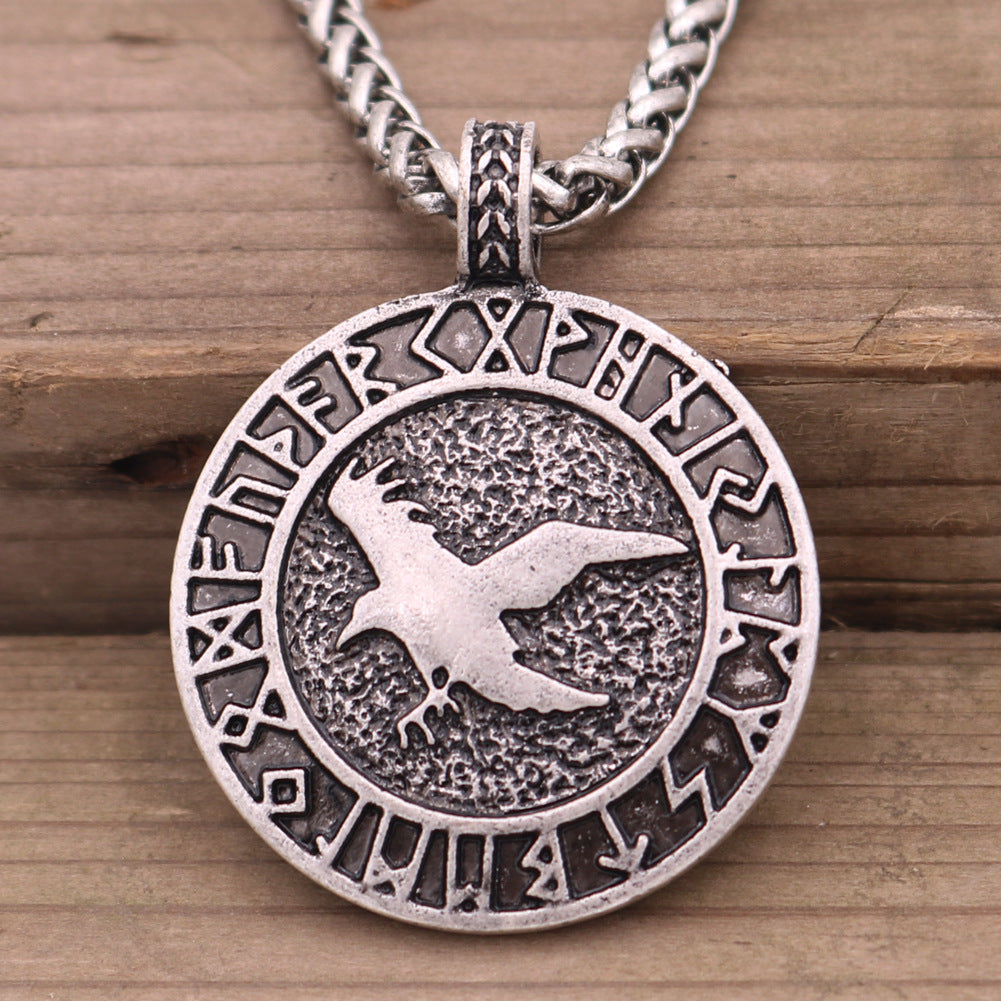 Nordic Odin Raven Tor Viking Rune Pendant Necklace for Men, Exclusively from Planderful Collection