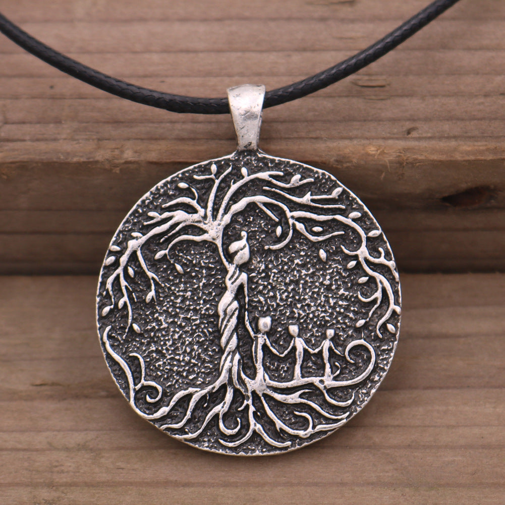 Nordic Viking Tree of Life Mother and Child Family Tree Necklace - Mother's Day Gift for Men